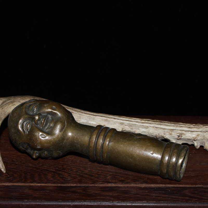 黄铜喜怒哀乐拐杖头古董古玩收藏仿古铜工艺品铜器摆件做旧批发