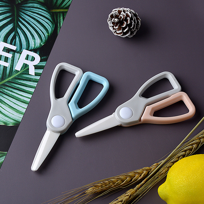 Baby Ceramic Scissors Portable Baby Feeding Aid Scissors with Scissors Set Household Kitchen Food Scissors Factory Wholesale