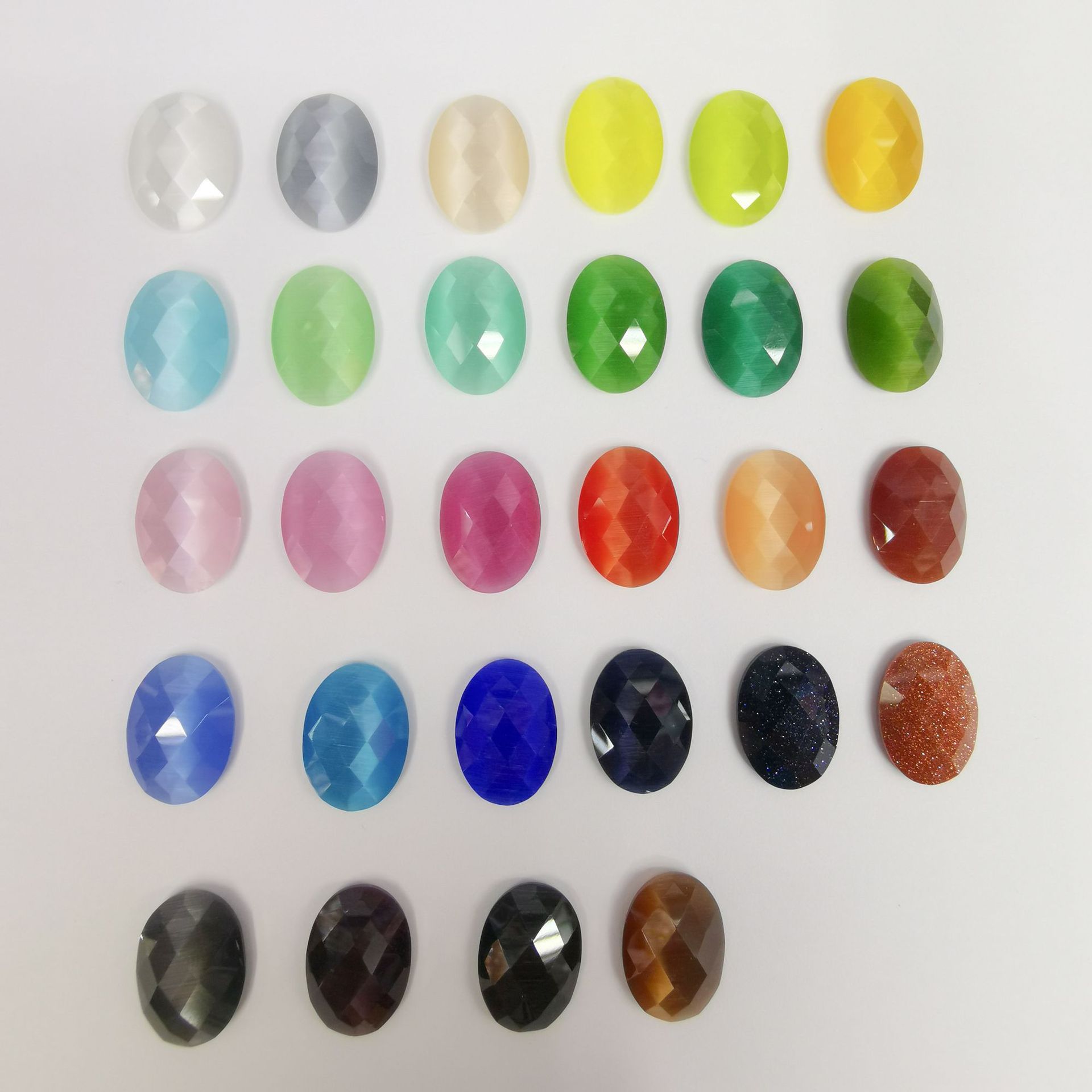 跨境热卖人造猫眼石金砂蓝砂切面diy戒指耳环耳坠项梁手链手镯