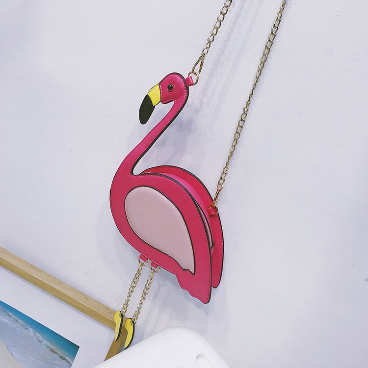 Small Bag for Women 2020 New Women's Bag Cartoon Cute Flamingo Chain Bag Cool Contrast Color Crossbody Phone Bag Fashion