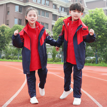 小学生校服冲锋衣三件套冬季一年级班服秋冬款幼儿园园服中国红冬