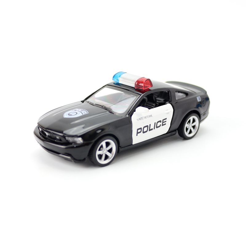 彩珀1:43合金汽车模福特野马gt警车跑车儿童玩具回力两开门67065