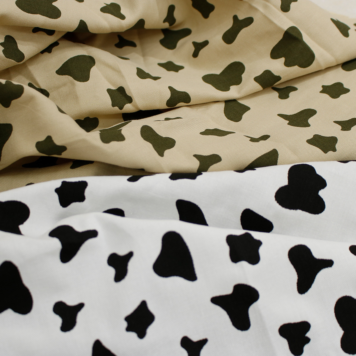 2021春夏新款迷彩奶牛斑纹印花全棉洗水棉面料 男女童装衬衫棉布