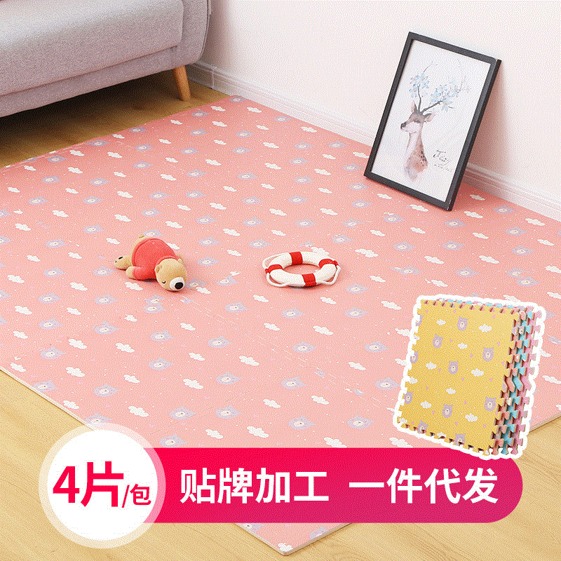 Environmental Protection Children Baby Crawling Mat Cartoon Doodle Bear Foam Mat Non-Slip Stitching Living Room Bedroom Foot Mat Wholesale