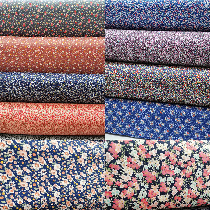 服装纯棉布料 手工斜纹面料 印花棉布 田园碎花布料