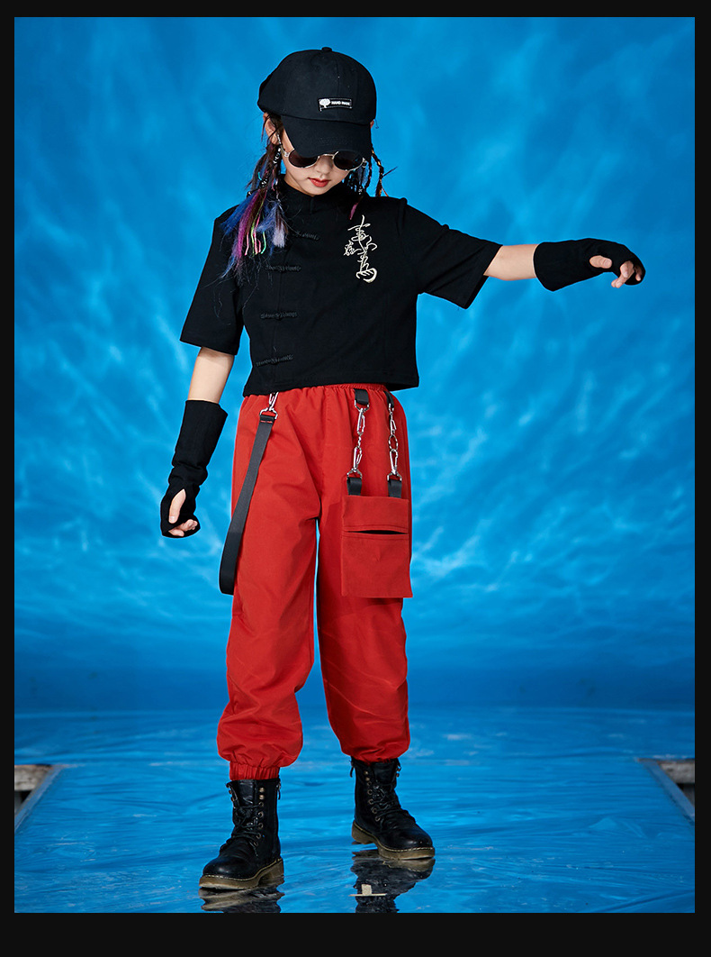 女孩街舞潮衣爵士舞蹈服女韩版女童模特走秀潮服时尚儿童潮牌套装