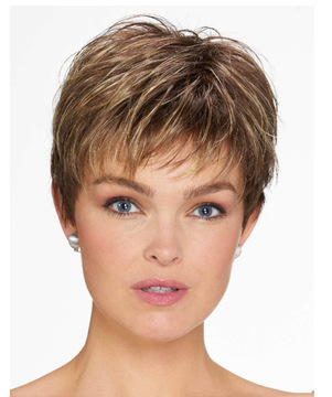 欧美假发短发外贸时尚短假发女中老年短卷渐变色头套女假鬂