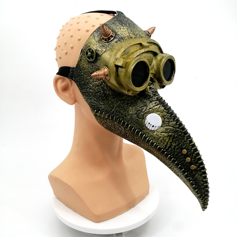 万圣节朋克瘟疫医生鸟嘴面具 黑死病乌鸦面具 乳胶面具亚马逊热卖