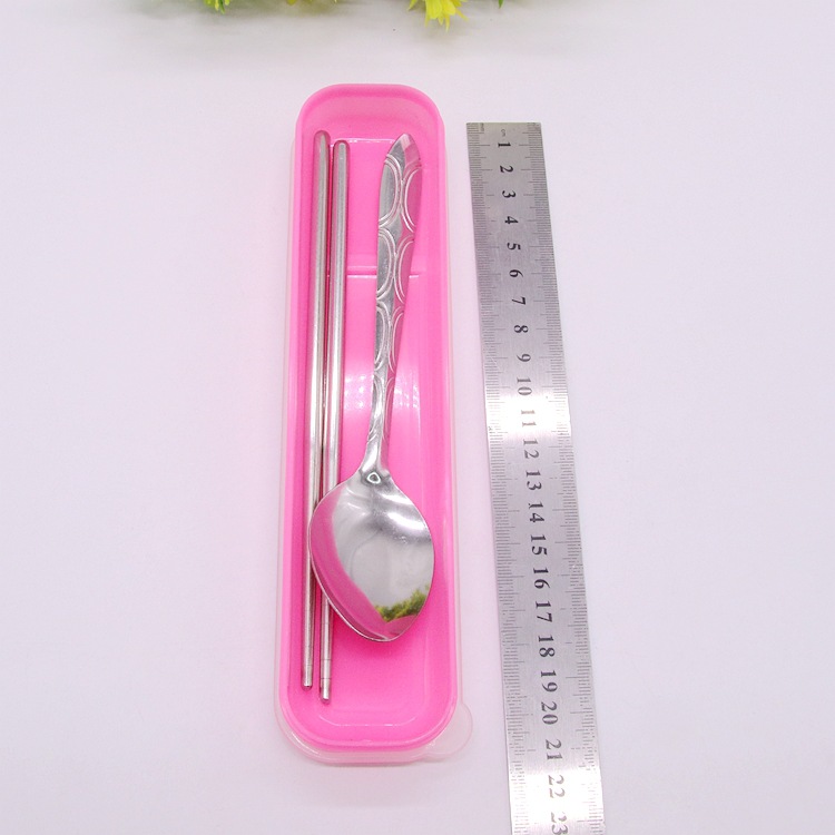 Tableware Set Wholesale Candy Color Cutlery Box Set Spoon Chopsticks Two-Piece Set Student Children Convenient Travel Set Box