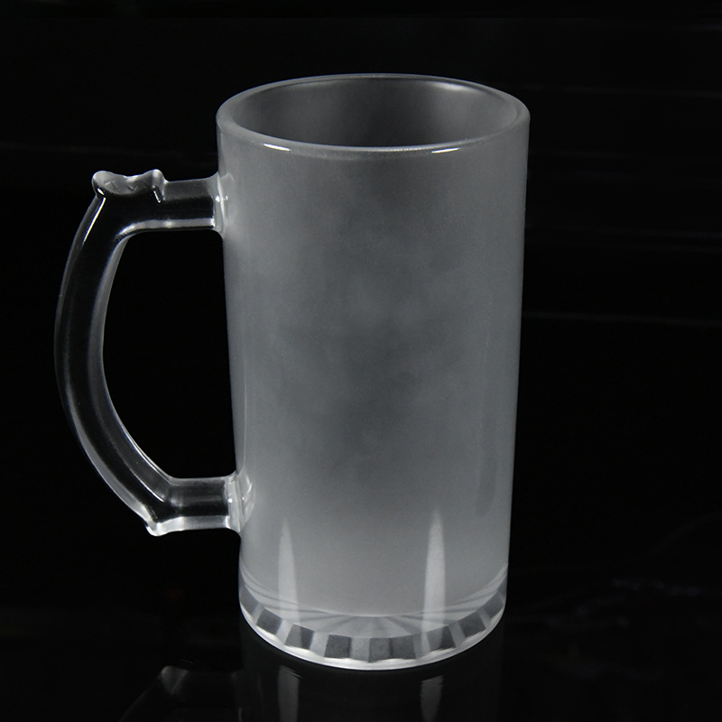 热转印大号玻璃啤酒杯子个性定制空白耗材磨砂涂层玻璃啤酒杯批发