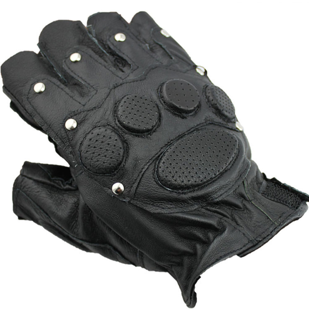 男式运动防护用全黑色仿鹿皮搏击手套(铁钉式) 三个款式