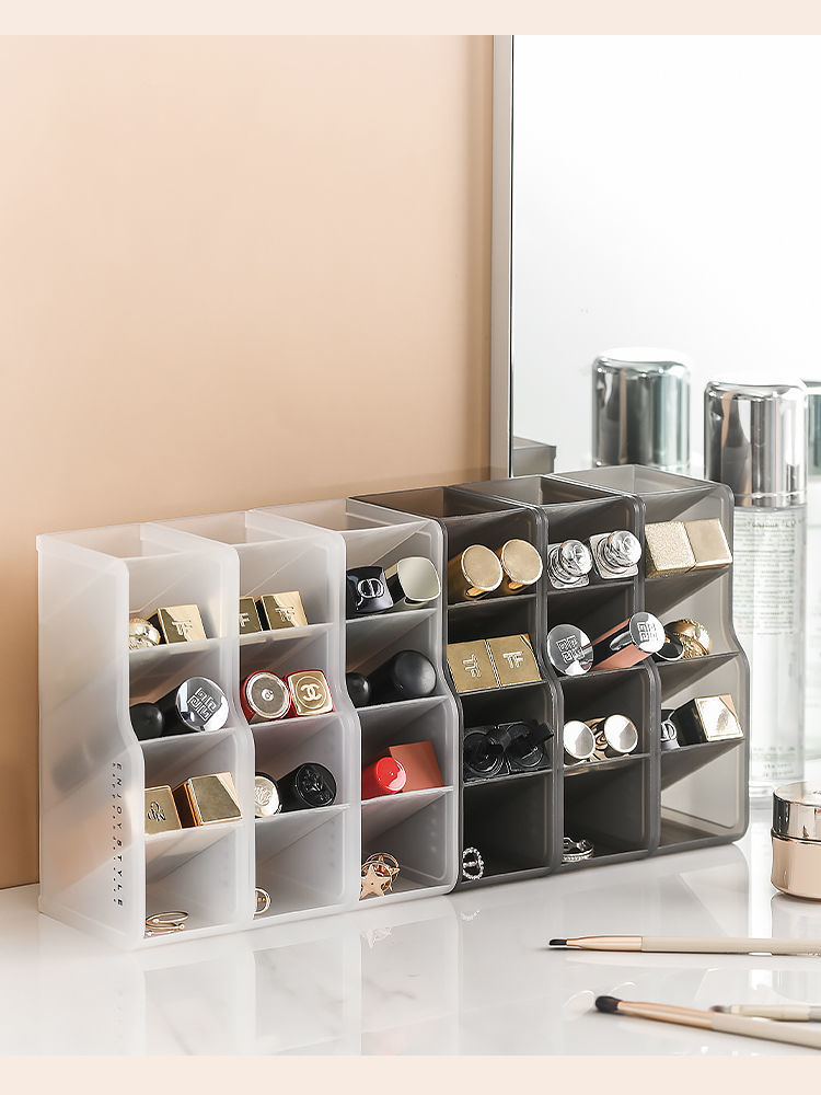 桌面口红收纳格盒子唇釉立式多格浴室镜柜口红架化妆品整理置物架