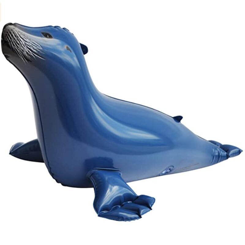 工厂定制pvc充气海豹动物造型充气水上玩具泳池海豹坐骑充气玩具