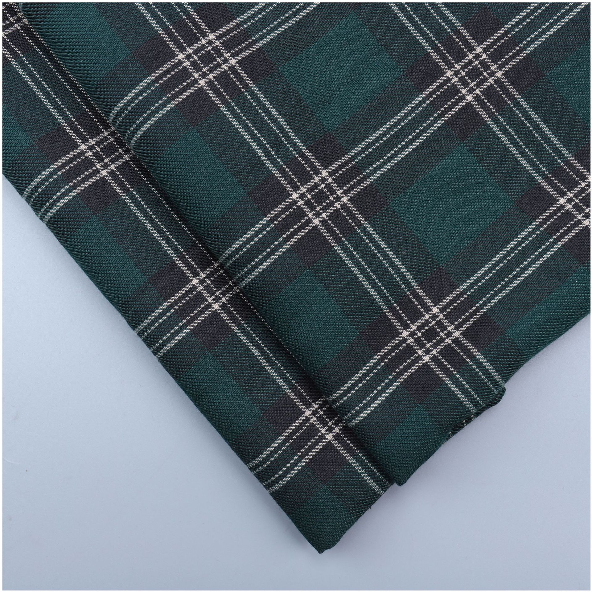 全涤色织jk绿色格子布校服百褶裙西装外套英伦风箱包鞋帽成品面料