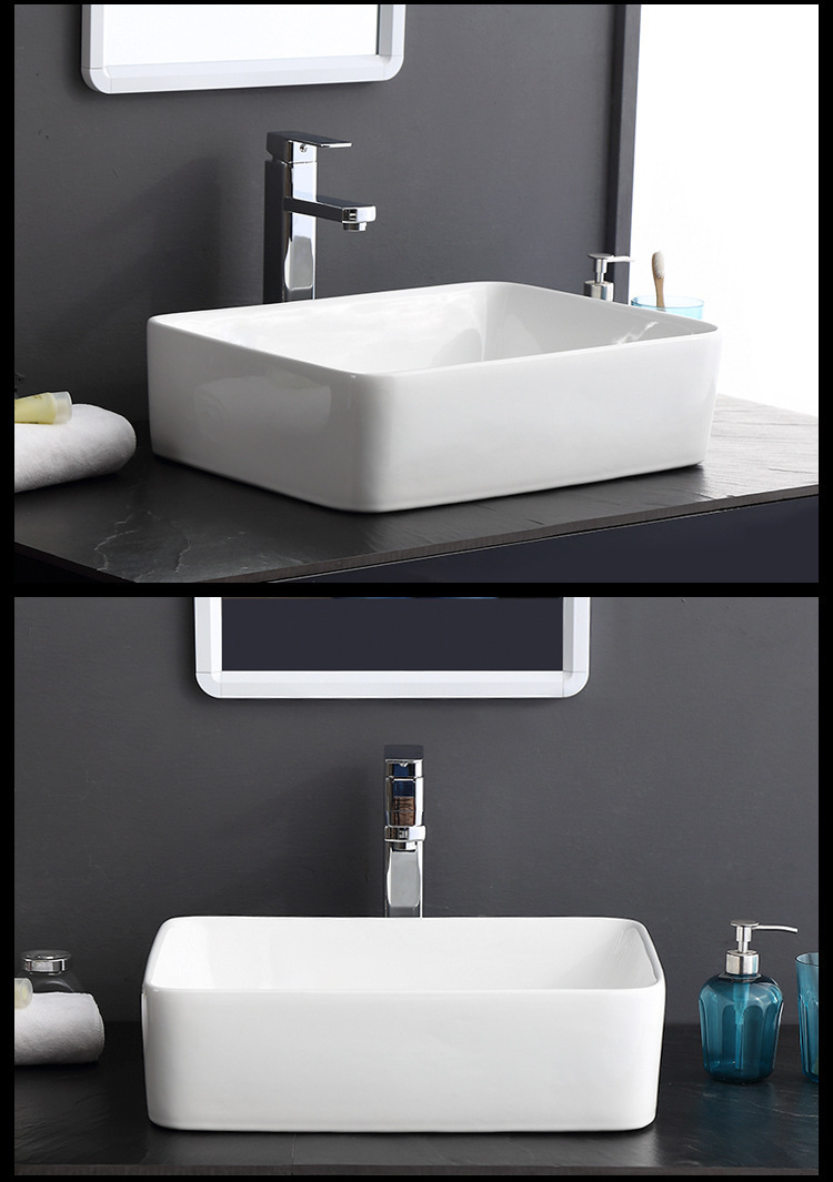 牌台上盆陶瓷盆洗手脸盆圆形桌上盆水龙头洗漱盆套装工程用