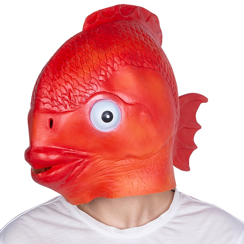 金鱼怪鱼头套面具乳胶动物头套鲤鱼万圣节亚马逊爆款跨境专供