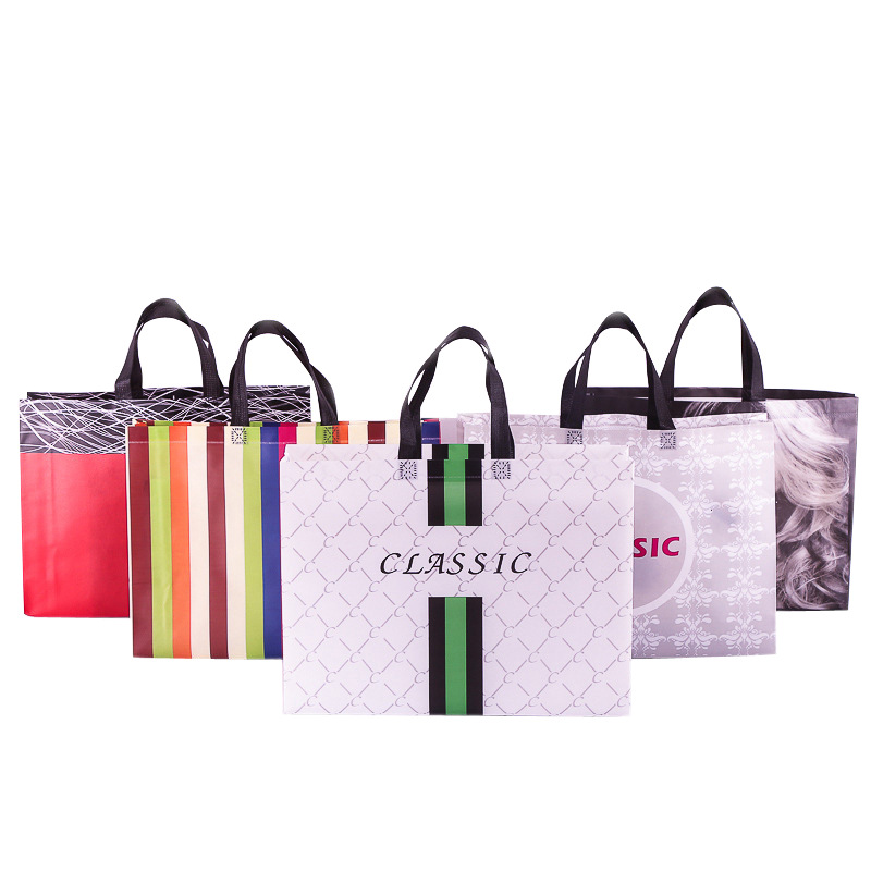 Thickened Laminated Non-Woven Bag Color Printing Clothing Store Shopping Bag Custom Logo Advertising Tote Bag Custom