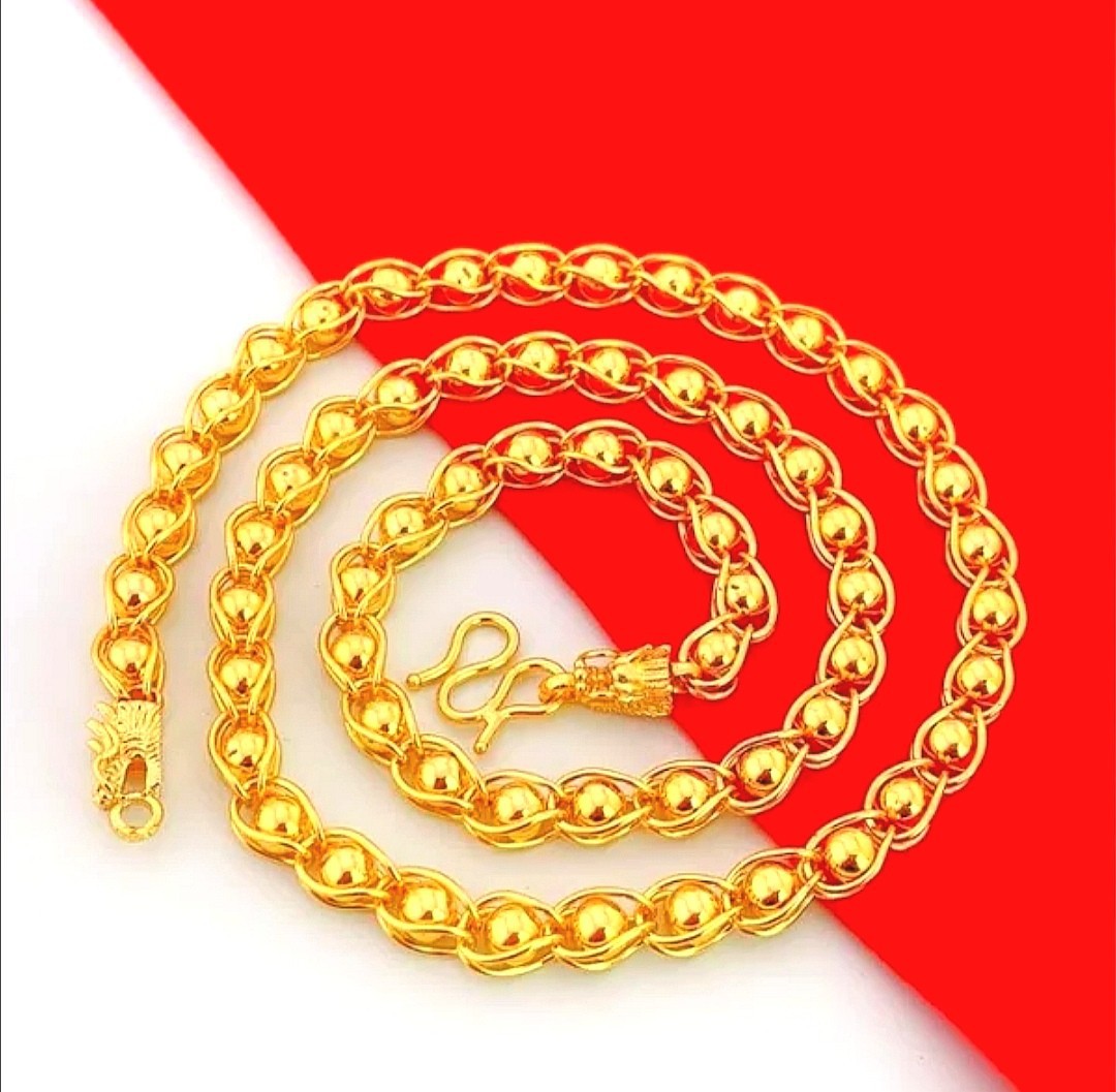 洛新首饰厂 黄金项链男士女款圆珠链子转运珠铜镀金项链 厂家批发