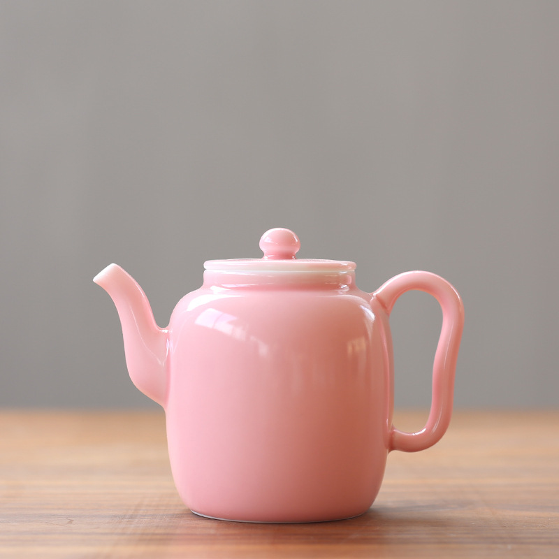 桃粉色陶瓷小茶壶女士泡茶壶功夫茶具单壶家用