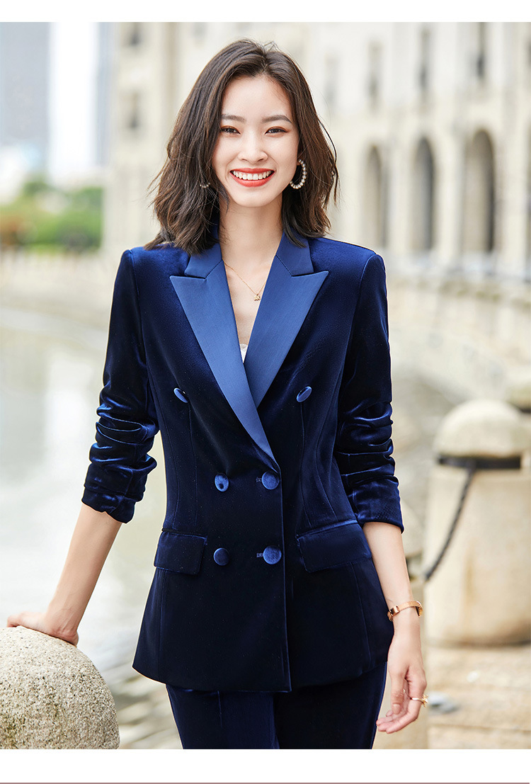 金丝绒西服套装两件套秋外套女高端职业时尚气质女神范上衣小西装