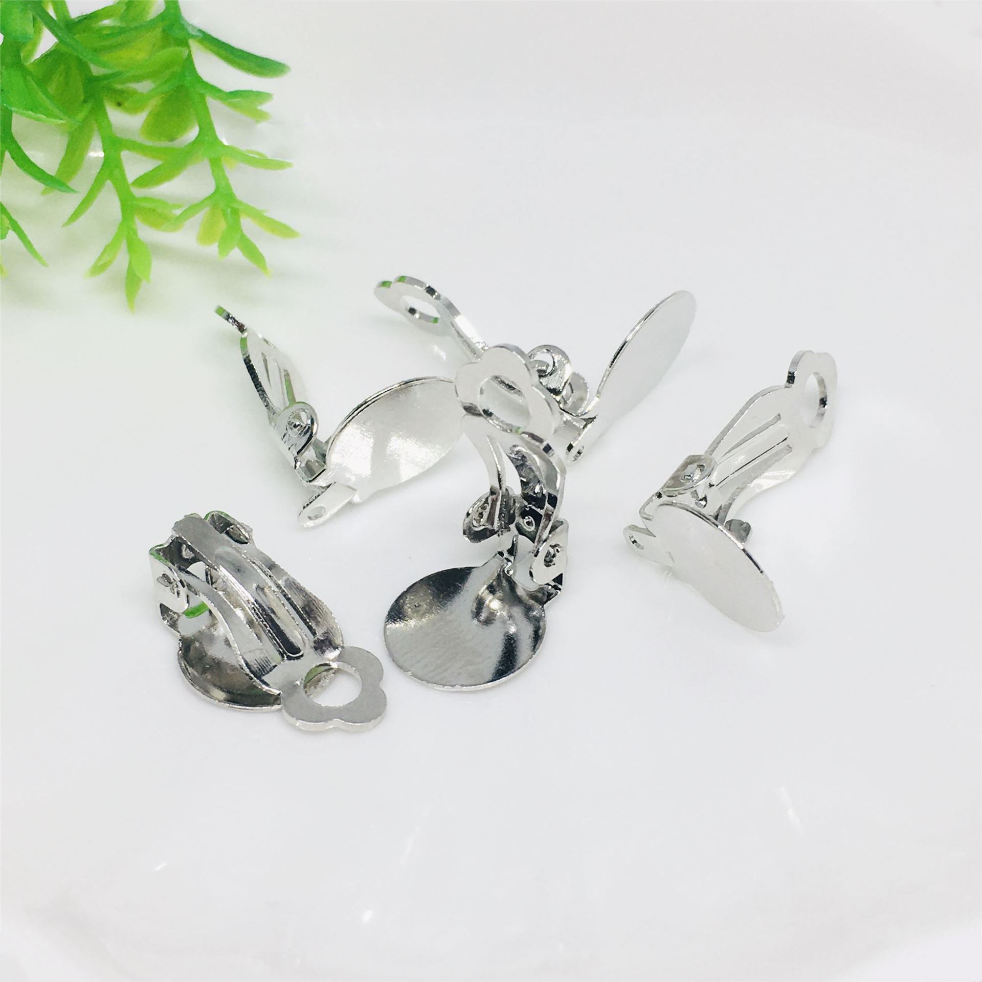 diy耳饰无耳洞夹扣配件铜10mm青蛙耳夹带吊粘饰品耳环改耳夹神器