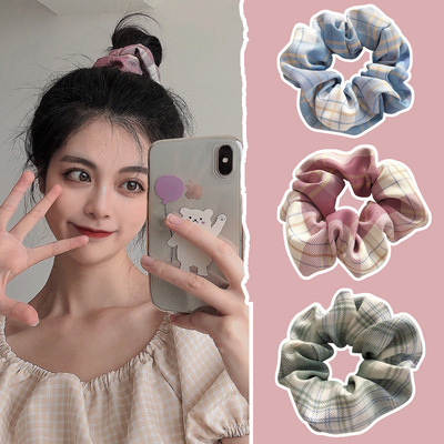 日系网红少女格子大肠发圈brandy同款ins头绳韩版jk大肠圈发饰