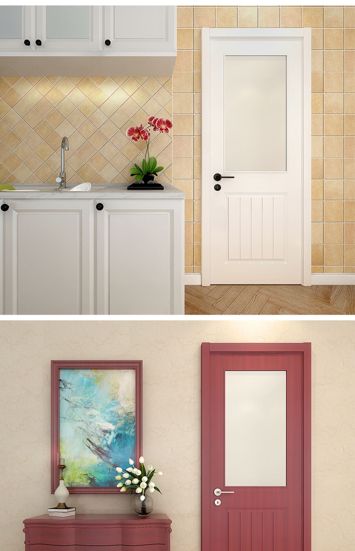 卫生间实木门 带玻璃室内隔音门 厨房实木复合免漆门