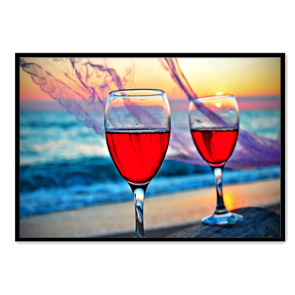 5d钻石画满钻两杯酒圆形钻石马赛克图案家居装饰diy手工制作