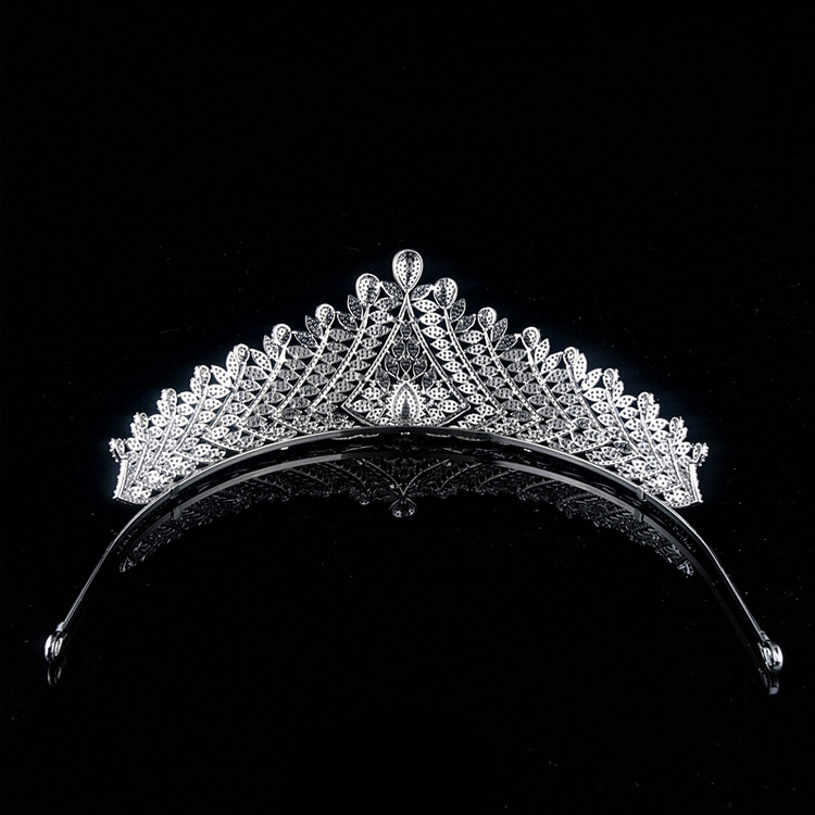 欧美新款大王冠女王新娘结婚锆石皇冠婚礼头饰高端发饰跨境配饰