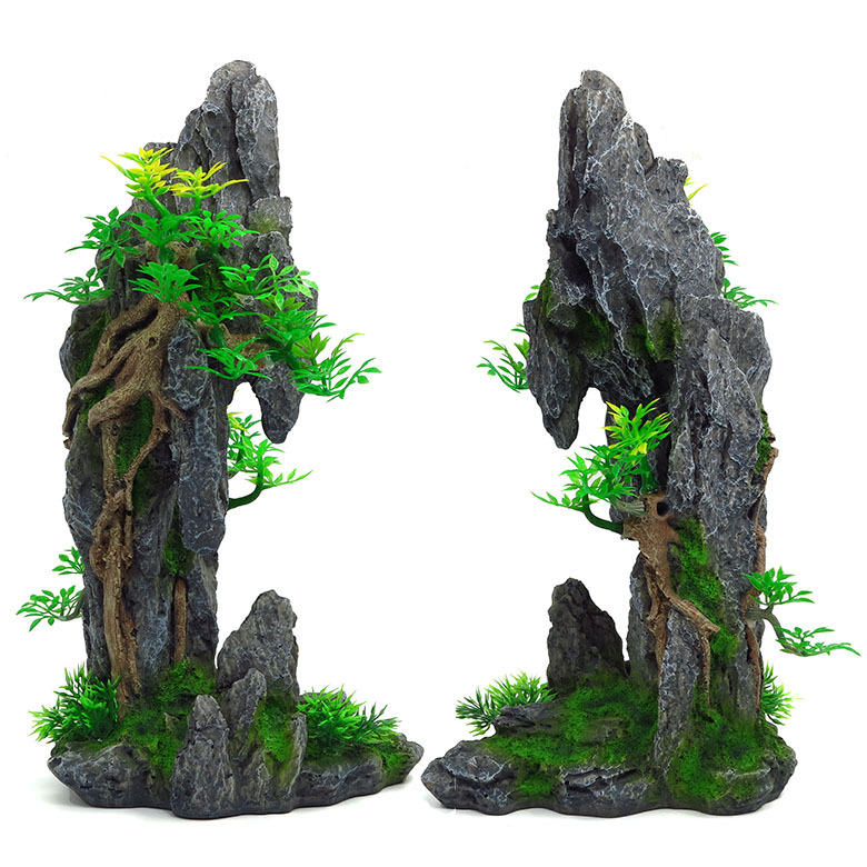 新款创意石山 假山造景流水 树脂工艺品假山 水族摆件 鱼缸造景