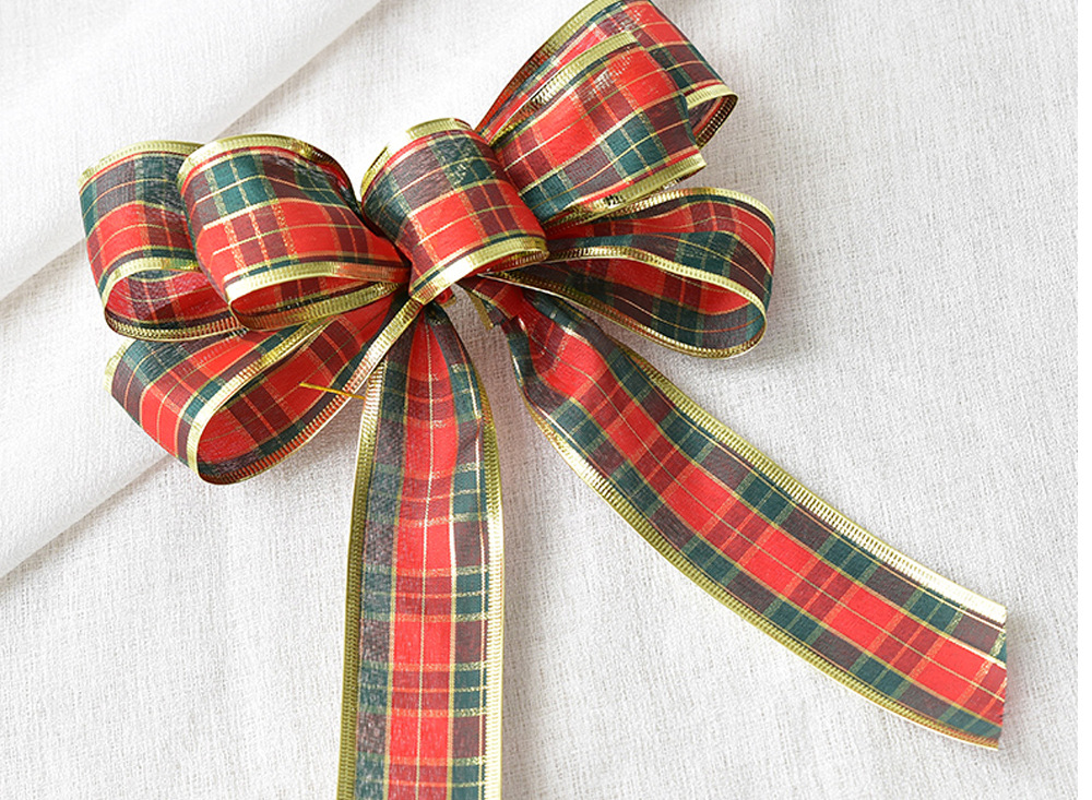 圣诞节diy丝带装饰品 新款麻布圣诞丝带diy蝴蝶结 圣诞树挂件