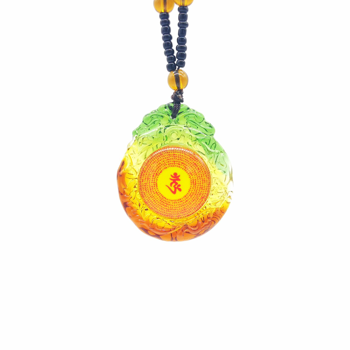 批发佛教用品新款如意楞严咒琉璃吊坠挂件经文护身符六字箴言项链