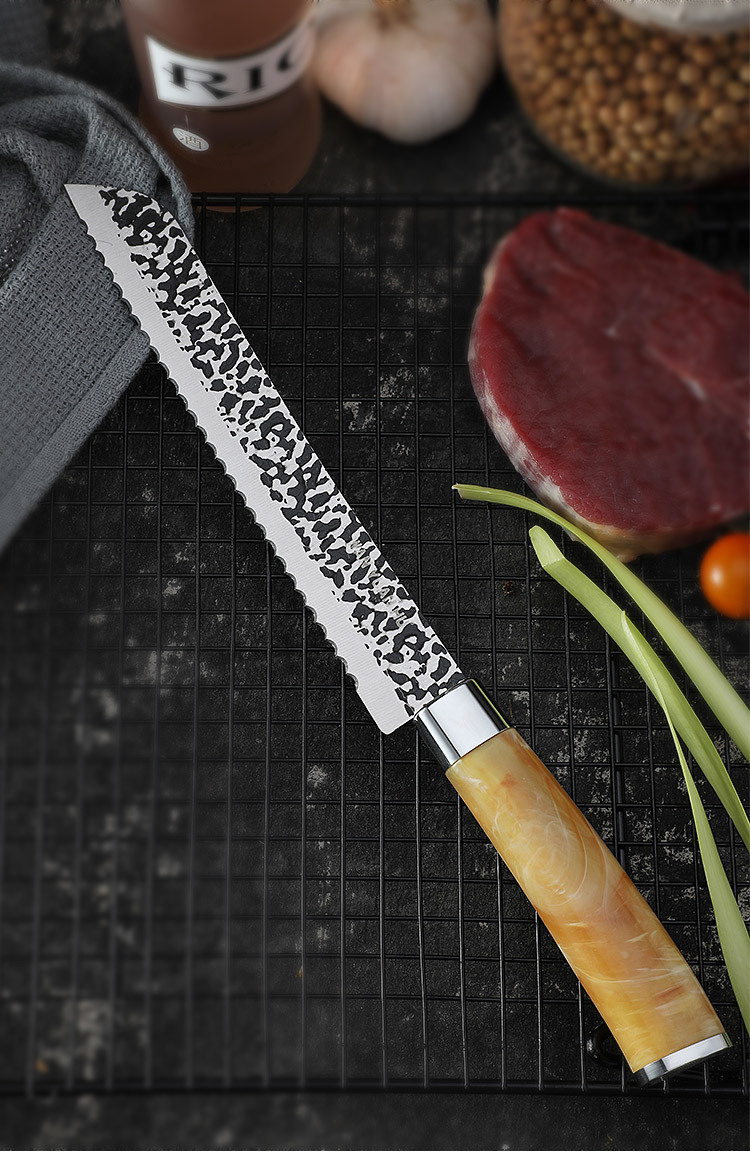 厂家直销不锈钢仿大理石柄切肉刀切片刀家用厨房刀具批发