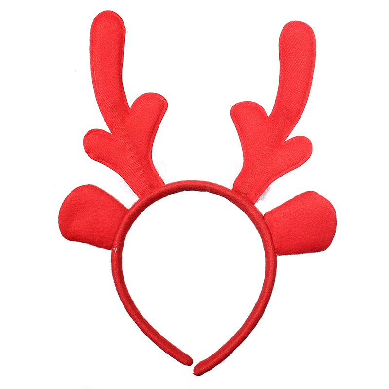亚马逊热卖儿童发饰圣诞冬青鹿角发箍 圣诞派对布艺彩虹小鹿头箍