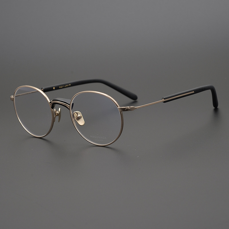 日系绅士派小圆框老式复古纯钛眼镜架光学近视男款超轻好戴