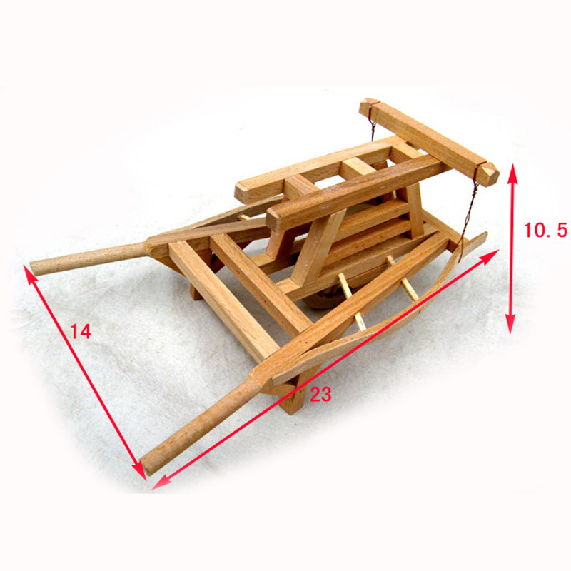62408微型浓缩观赏木制仿古代农村独轮车小推车 农耕老农具模型