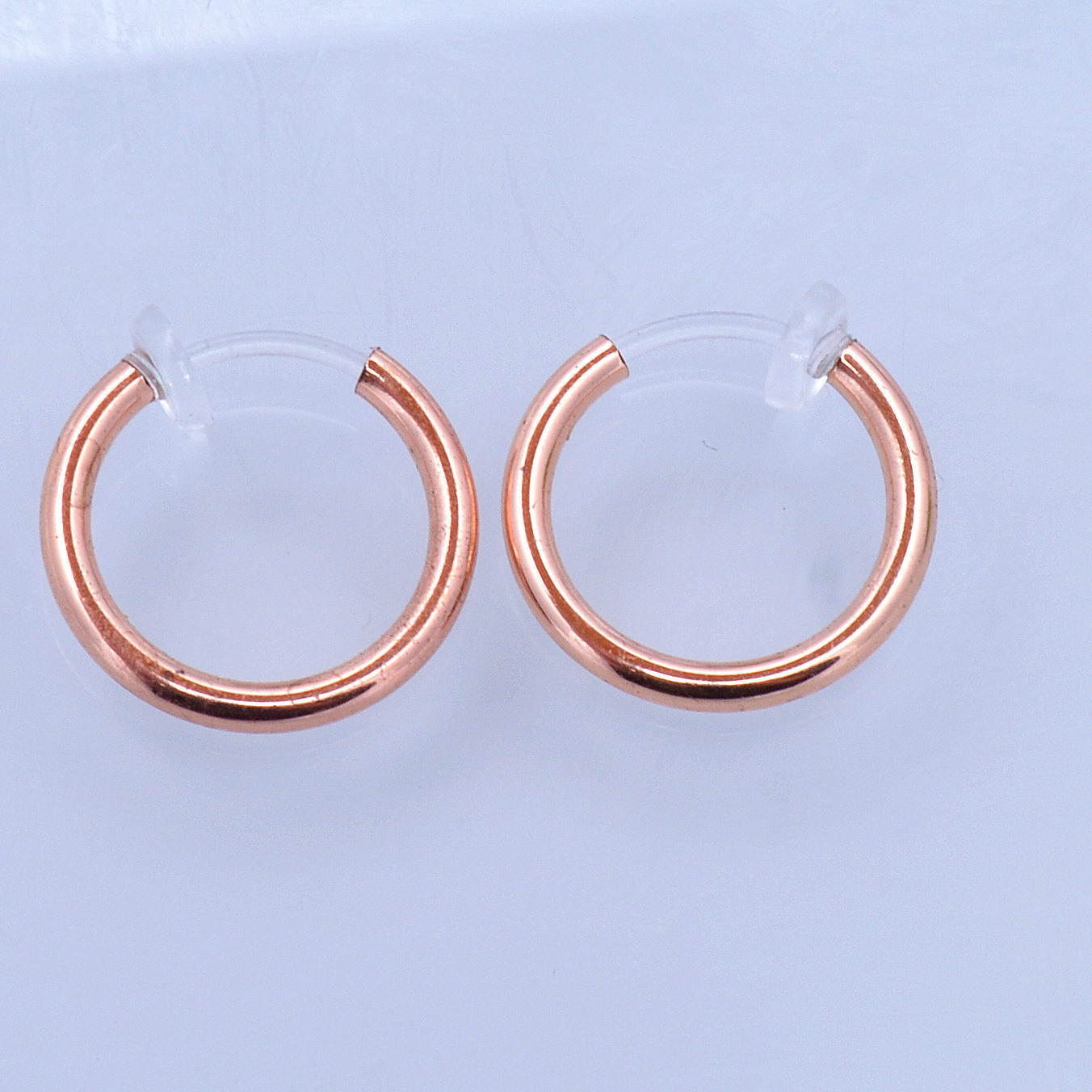 透明弯扣 玫瑰金色无痛耳夹 玫瑰金色弹簧耳夹 耳骨夹鼻环 耳饰品