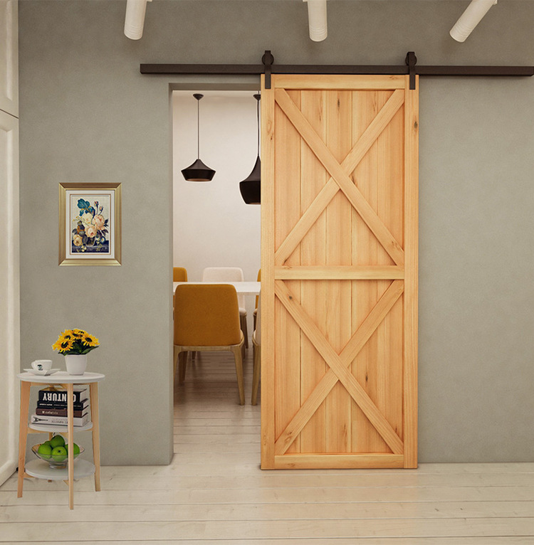 谷仓门吊轨锁卫生间谷仓门玻璃门厨房移门制作厕所松木谷仓门北欧