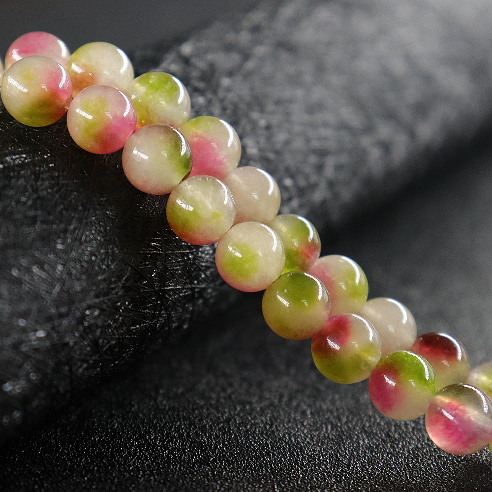 8mm云南七彩天然玉石义乌地摊diy配件饰半成品纽扣玛瑙圆串散珠子
