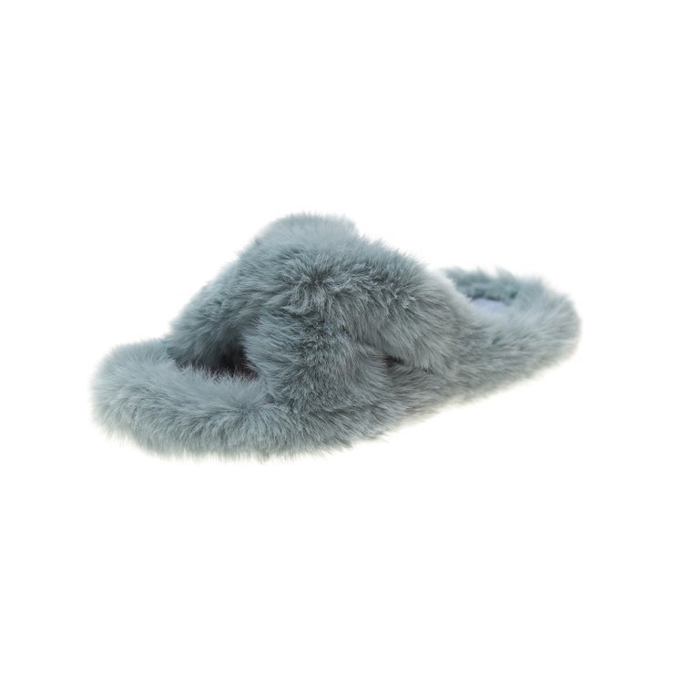 Cross Fluffy Slippers Wear Warm Slippers over Them