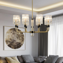 全铜客厅灯吊灯水晶美式简约港式轻奢样板房卧室房间别墅创意灯具