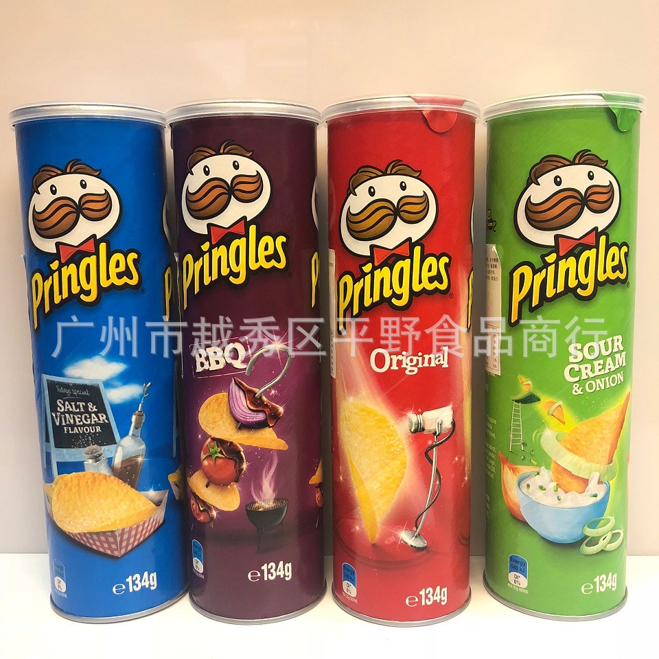 马来西亚进口pringles品客大胡子原味洋葱烧烤盐醋薯片134g 4味