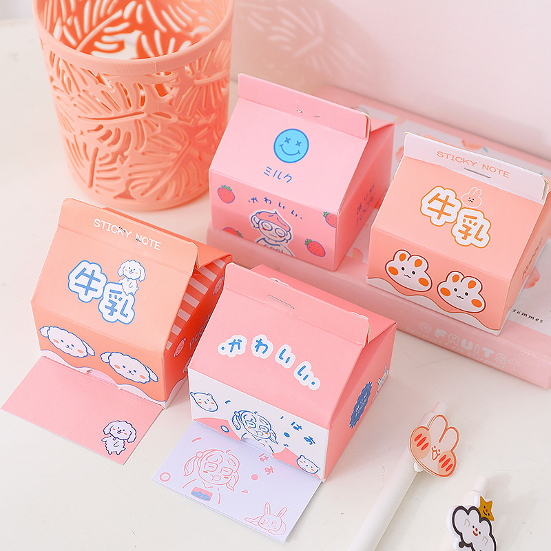 ins创意牛奶盒便签本少女学生用抽取式盒装便利贴便签纸套装
