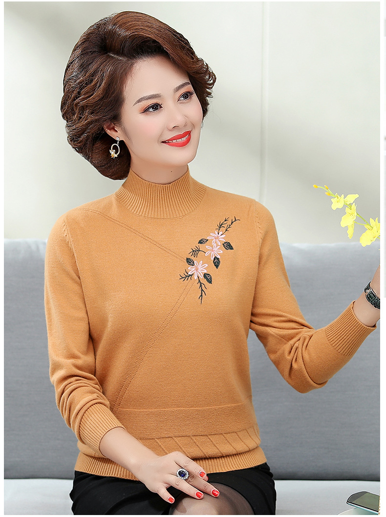 妈妈装洋气高贵毛针织衫中老年女装秋冬毛衣2020舒适外穿秋衣小衫