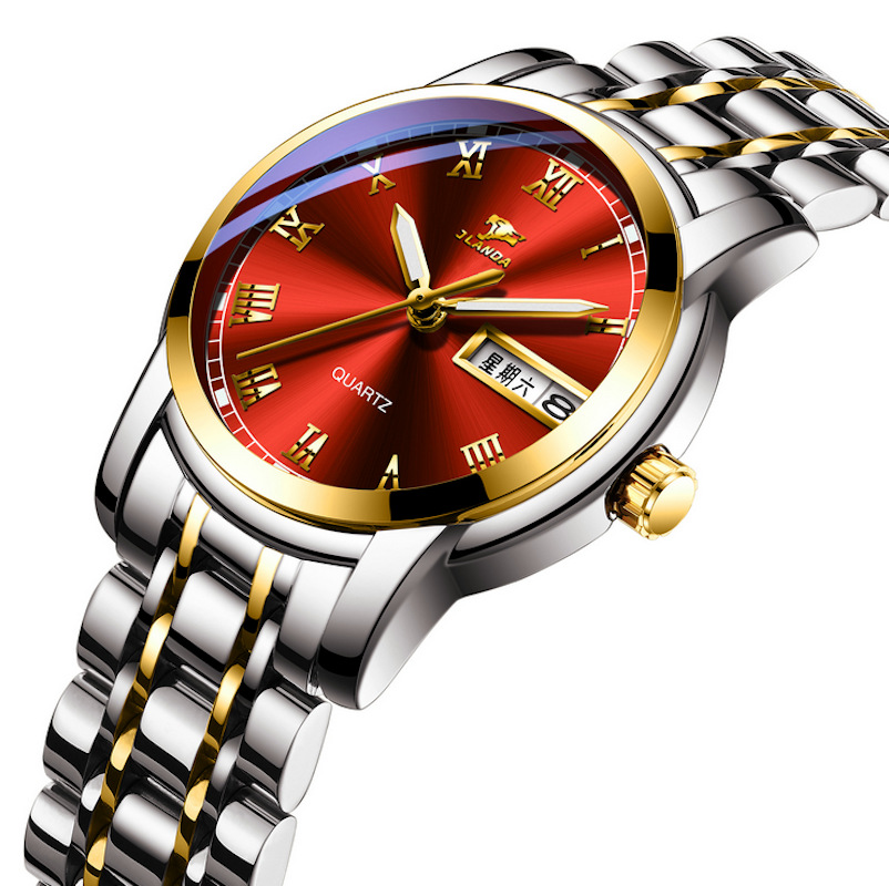 新款手表jlanda金丰达时尚日历星期钢带女表watch女士石英表-阿里巴巴