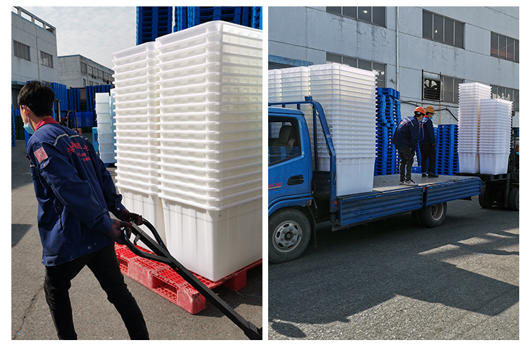 厂家直销塑料水箱 大方形蓝色200l水产养殖海鲜运输塑料水箱 现货