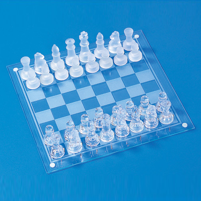 supply 25*25cm frosted glass chess set glass crystal chess
