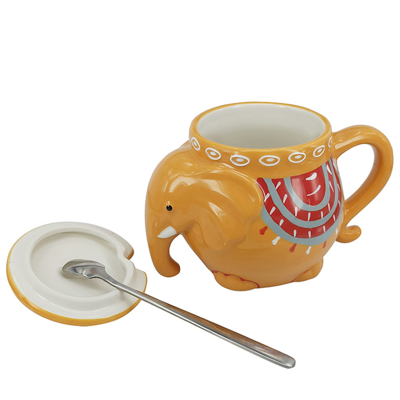 漂亮可爱大象3d杯定做立体异型釉下陶瓷杯子节日礼品喝水杯供货商