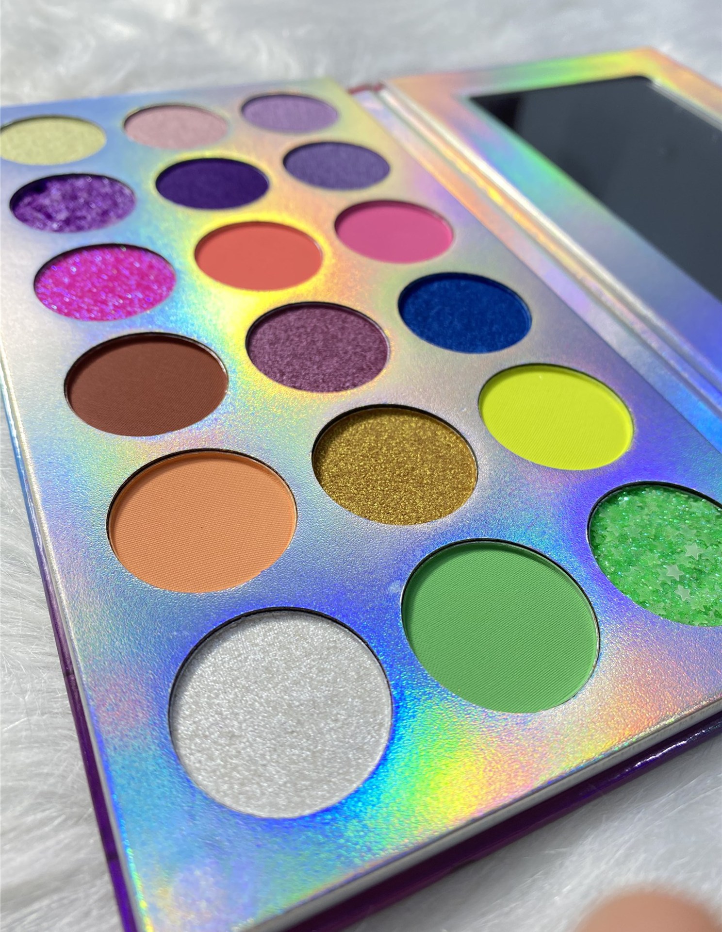 oem夜光眼影 炫彩荧光粉彩妆盘闪光眼影18色眼影 彩虹盘