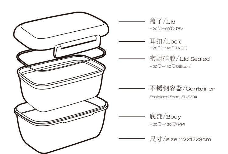 帮多电磁炉可用饭盒定制304不锈钢便当盒学生午餐盒上班族保温